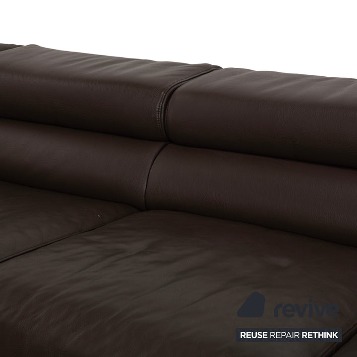 Ewald Schillig Courage Leather Corner Sofa Brown Chaise Left Sofa Couch