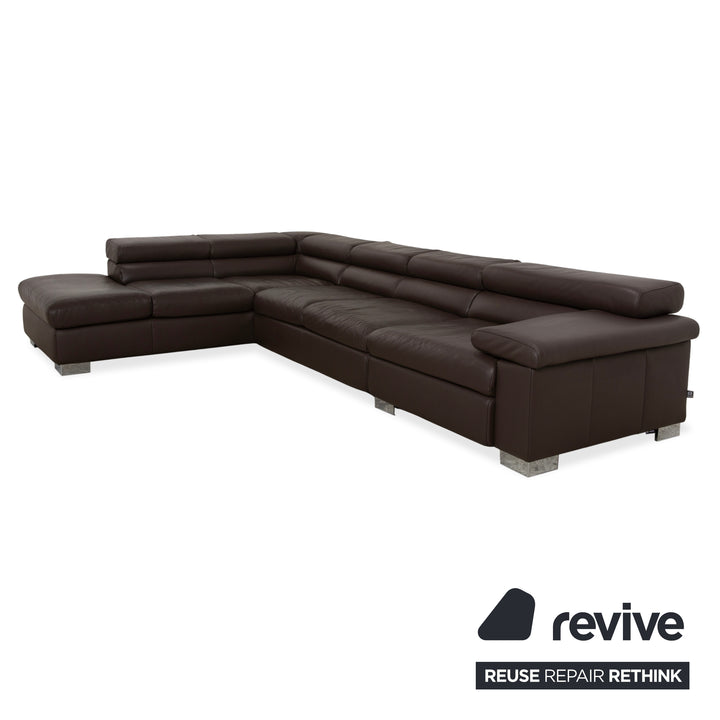 Ewald Schillig Courage Leather Corner Sofa Brown Chaise Left Sofa Couch