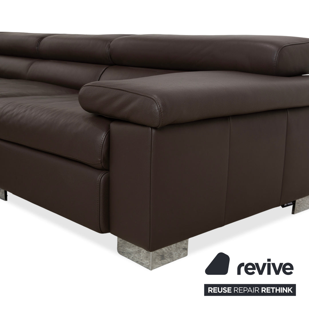Ewald Schillig Courage Leather Corner Sofa Brown Chaise Left Sofa Couch