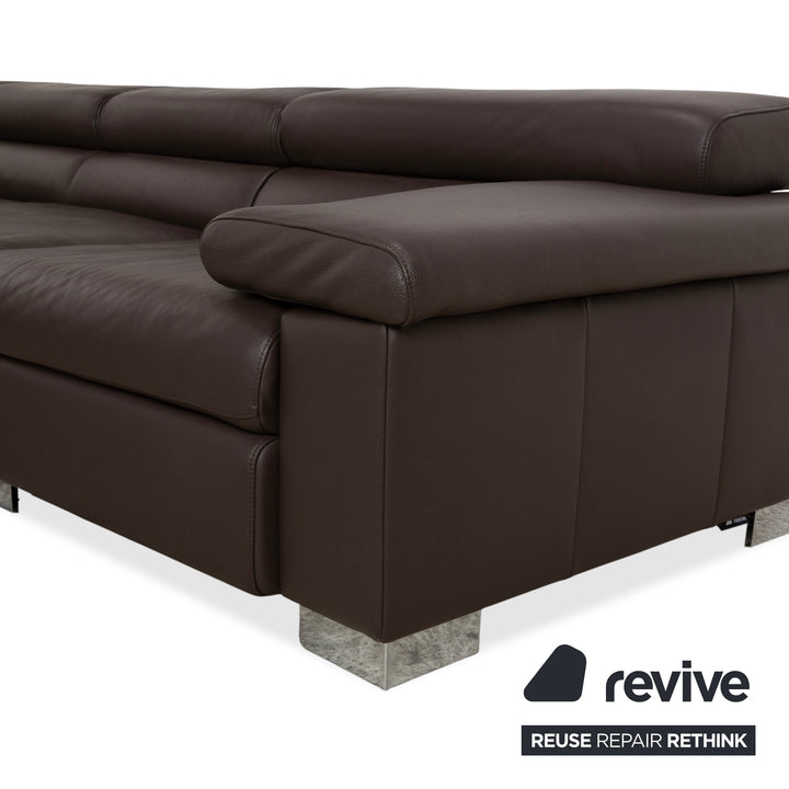 Ewald Schillig Courage Leather Corner Sofa Brown Chaise Left Sofa Couch