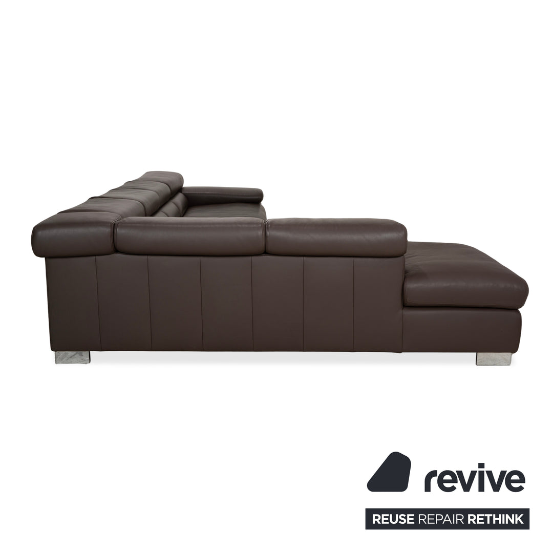 Ewald Schillig Courage Leather Corner Sofa Brown Chaise Left Sofa Couch