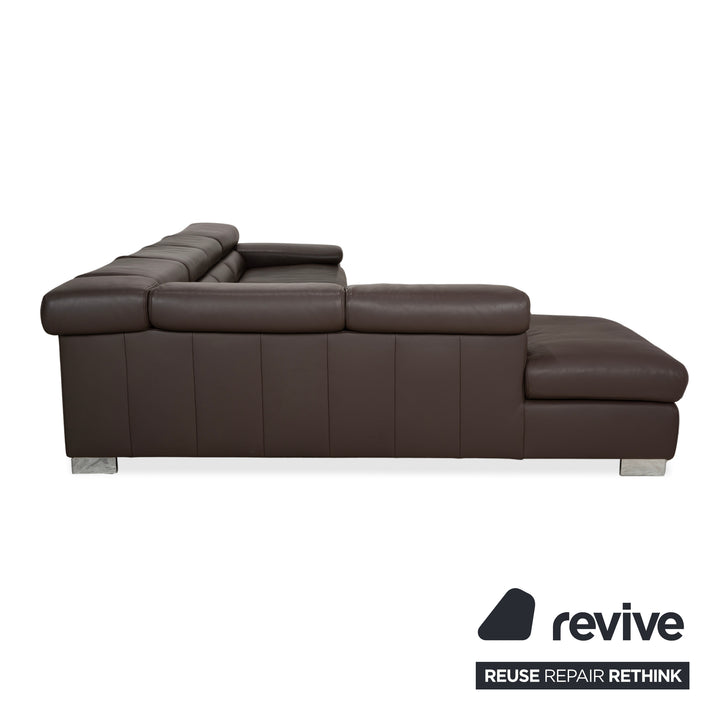 Ewald Schillig Courage Leather Corner Sofa Brown Chaise Left Sofa Couch