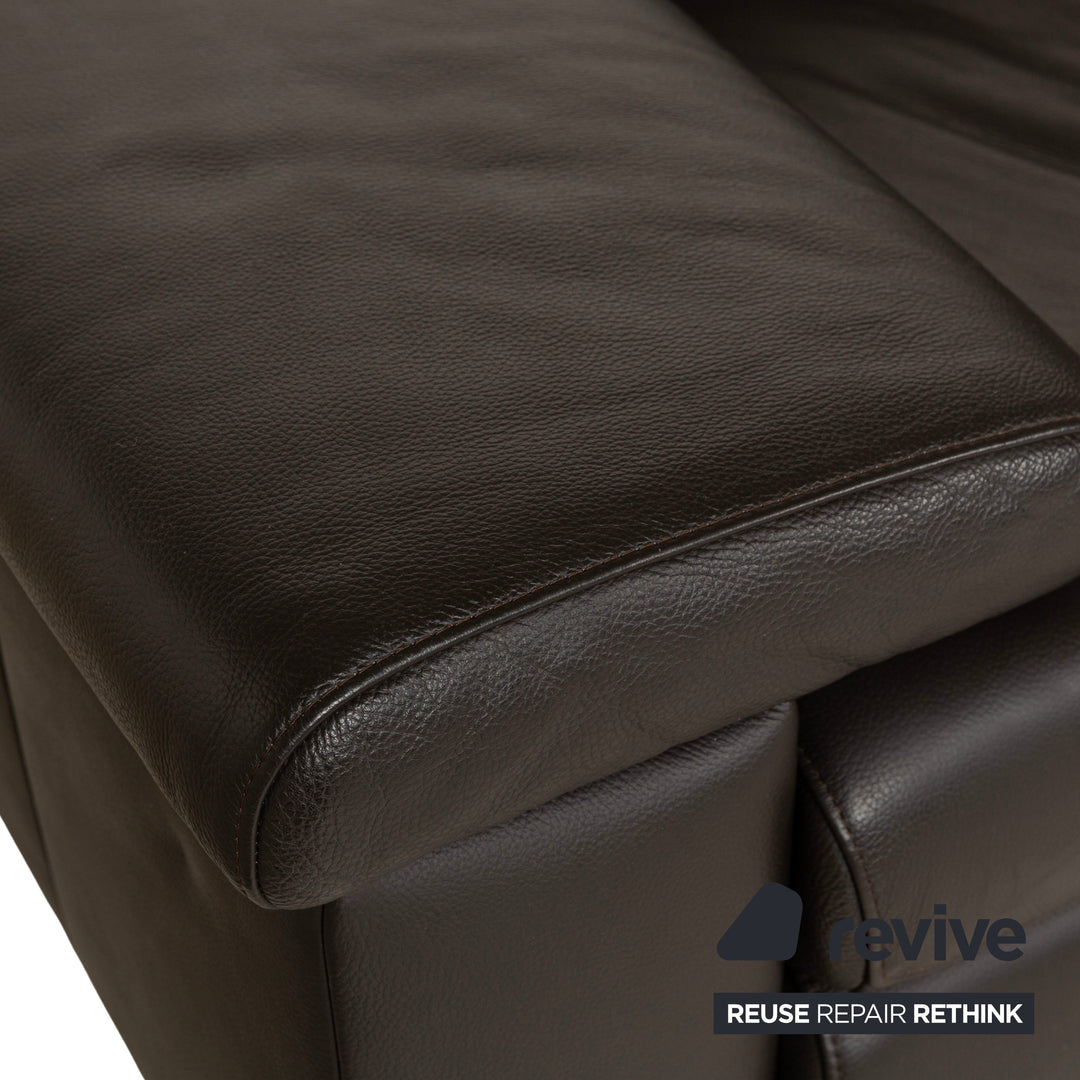 Ewald Schillig Courage Leather Corner Sofa Couch Brown Recamiere Right Manual Function