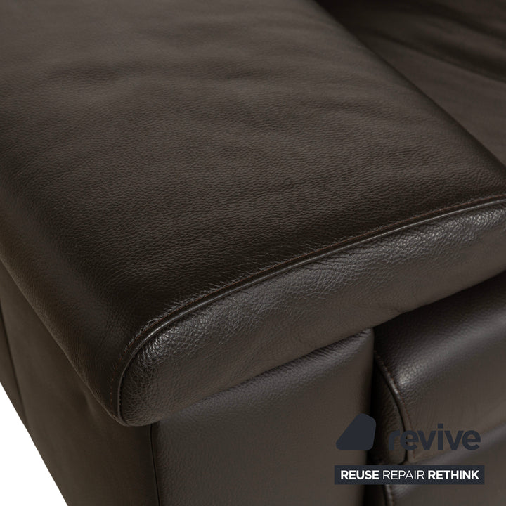 Ewald Schillig Courage Leather Corner Sofa Couch Brown Recamiere Right Manual Function