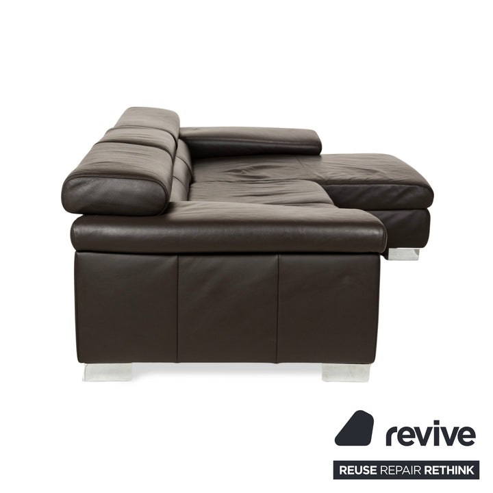Ewald Schillig Courage Leder Ecksofa Sofa Couch Braun Recamiere Rechts manuelle Funktion