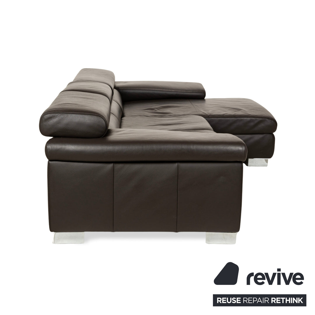 Ewald Schillig Courage Leather Corner Sofa Couch Brown Recamiere Right Manual Function