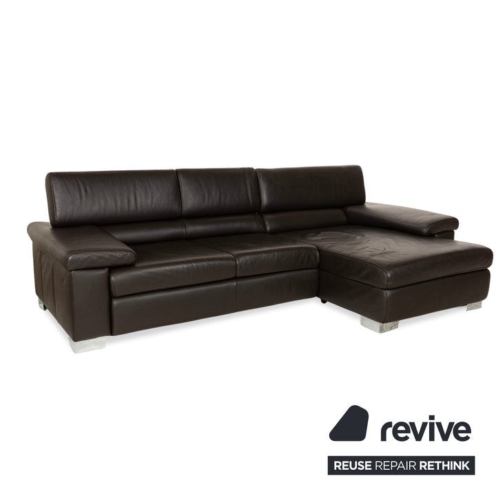 Ewald Schillig Courage Leather Corner Sofa Couch Brown Recamiere Right Manual Function