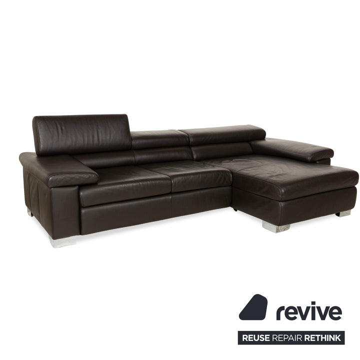 Ewald Schillig Courage Leather Corner Sofa Couch Brown Recamiere Right Manual Function