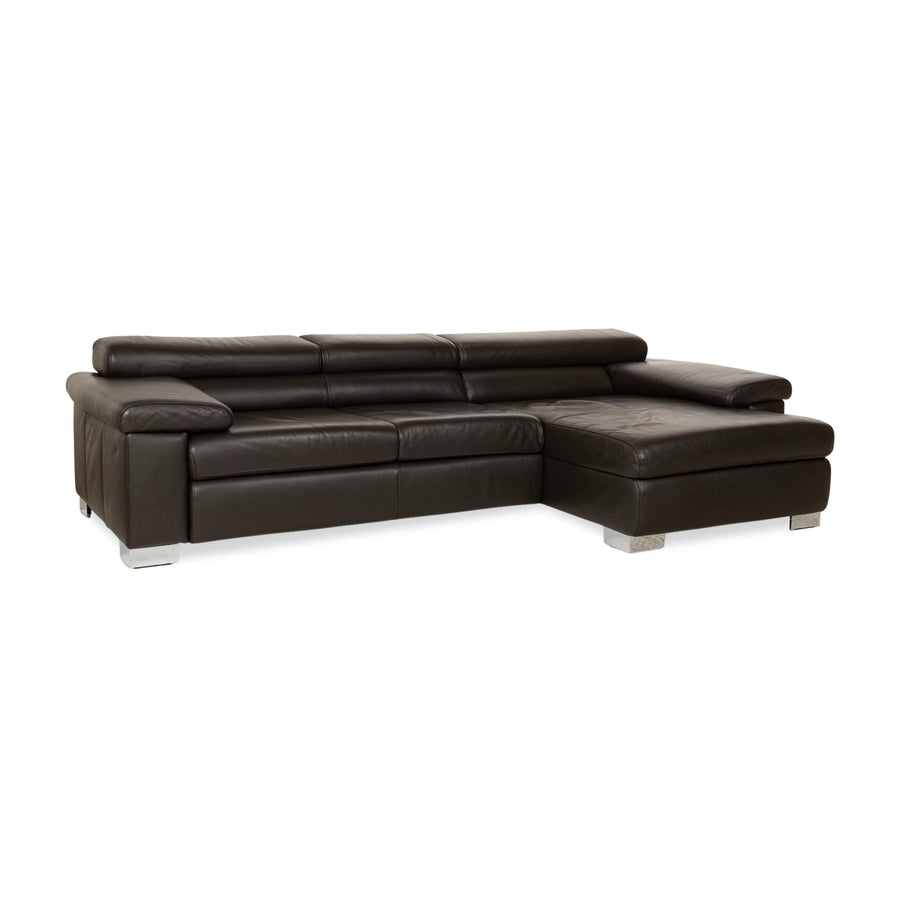 Ewald Schillig Courage Leather Corner Sofa Couch Brown Recamiere Right Manual Function