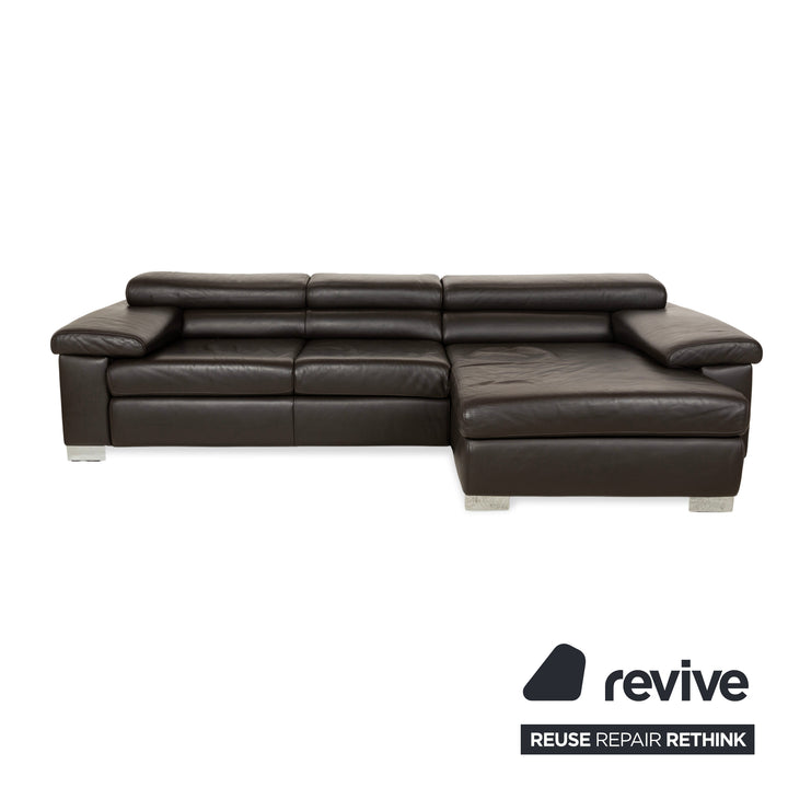Ewald Schillig Courage Leather Corner Sofa Couch Brown Recamiere Right Manual Function