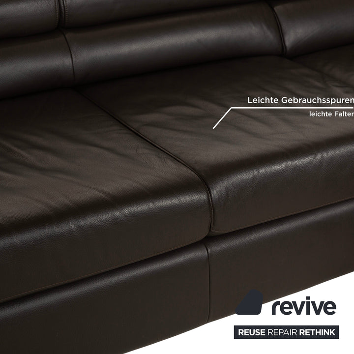 Ewald Schillig Courage Leather Corner Sofa Couch Brown Recamiere Right Manual Function