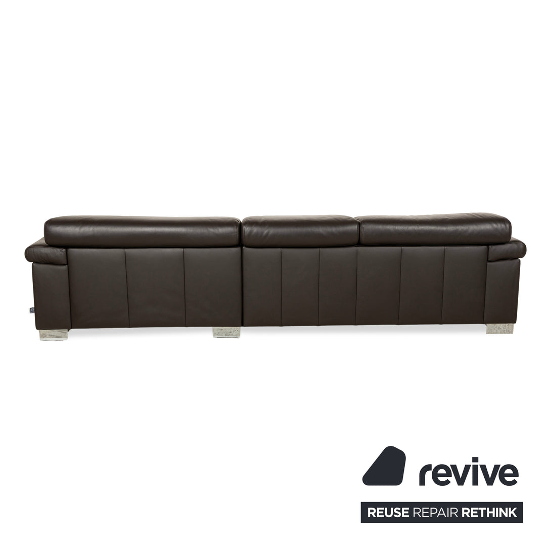 Ewald Schillig Courage Leather Corner Sofa Couch Brown Recamiere Right Manual Function