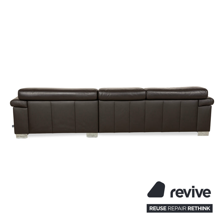 Ewald Schillig Courage Leather Corner Sofa Couch Brown Recamiere Right Manual Function