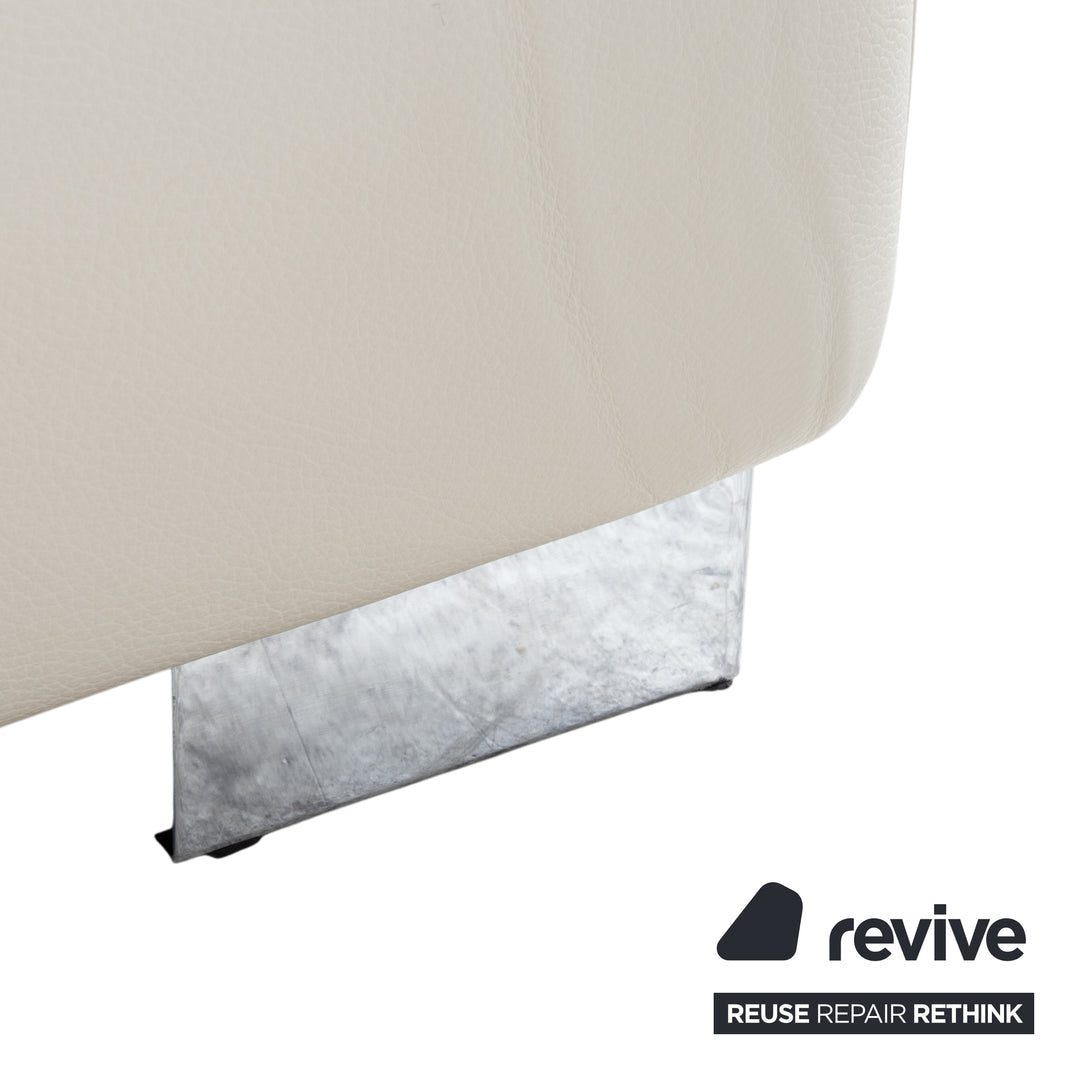 Ewald Schillig Courage Leder Ecksofa Creme Beige Chrom Recamiere rechts Couch manuelle Funktion