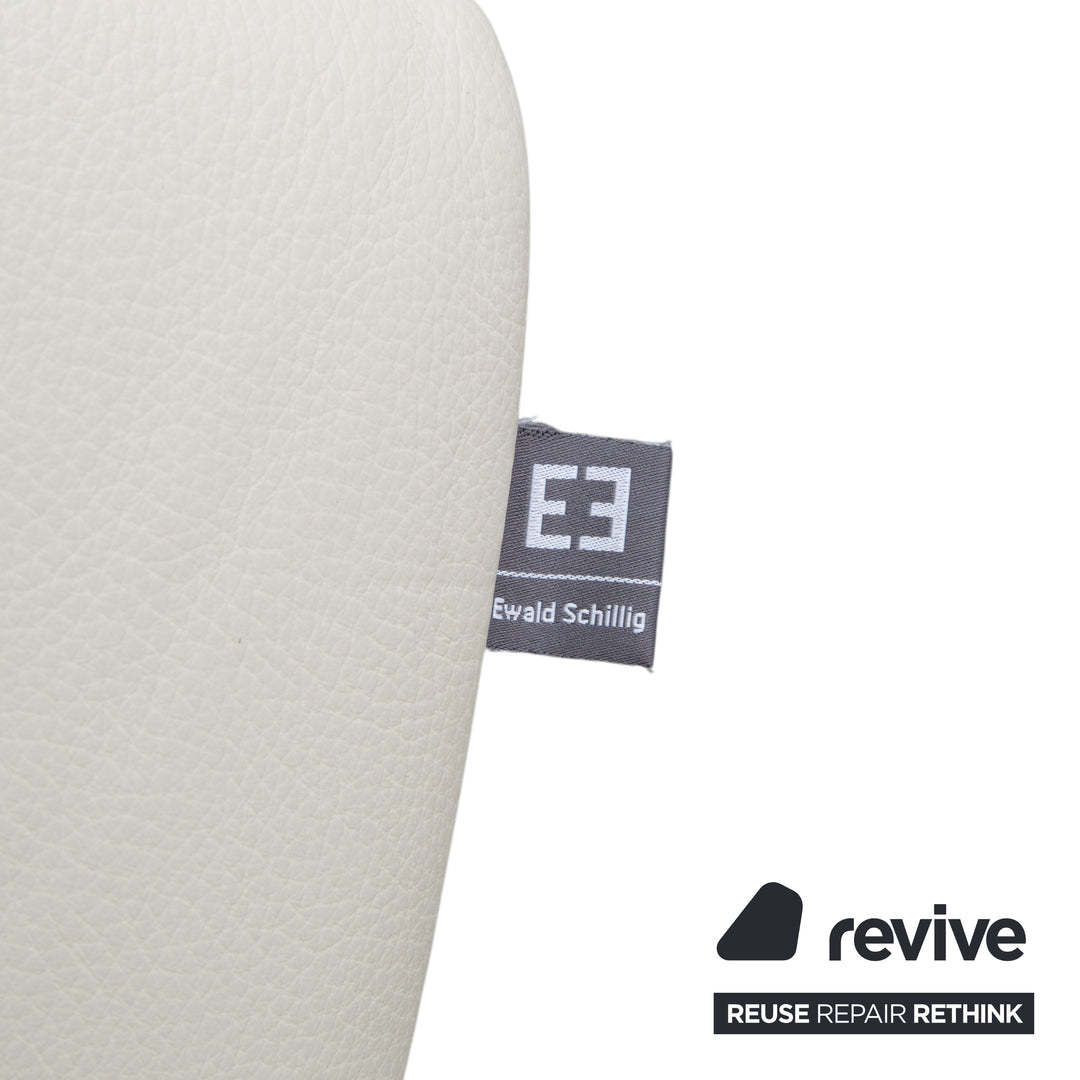 Ewald Schillig Courage Leder Ecksofa Creme Beige Chrom Recamiere rechts Couch manuelle Funktion