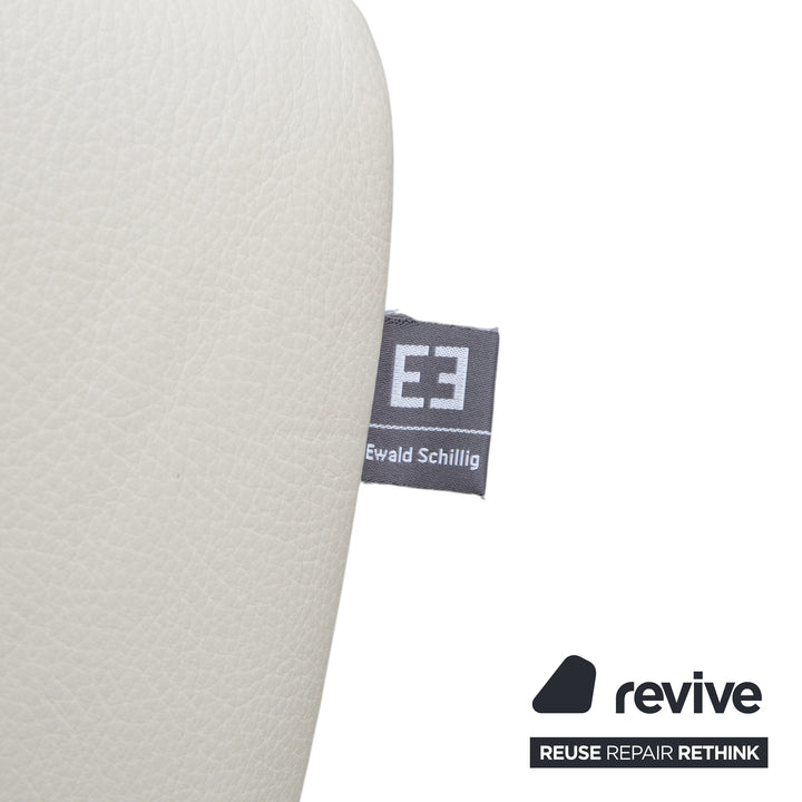 Ewald Schillig Courage Leder Ecksofa Creme Beige Chrom Recamiere rechts Couch manuelle Funktion