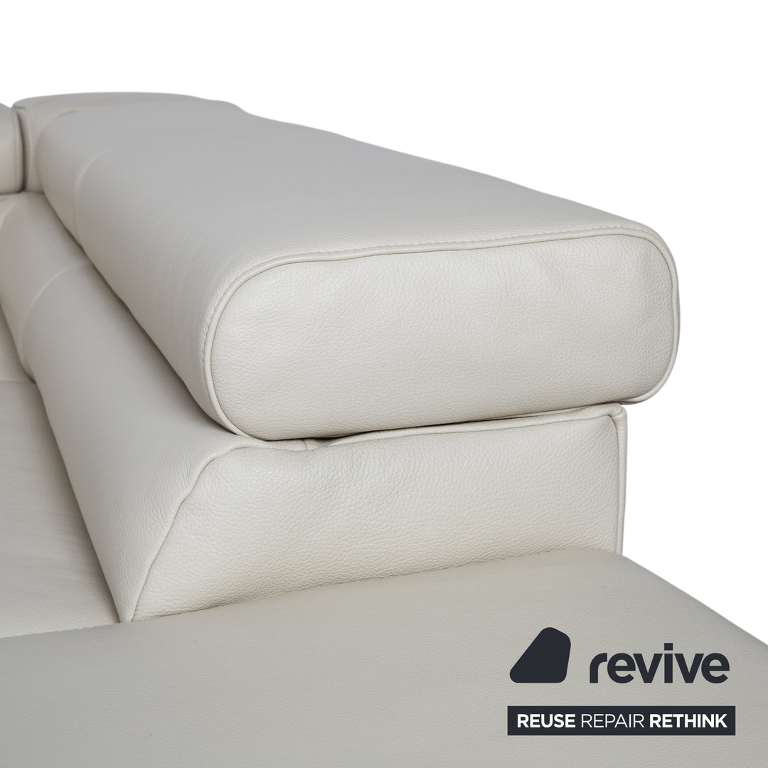 Ewald Schillig Courage Canapé d'angle en cuir Crème Beige Chrome Recamière droite Canapé fonction manuelle