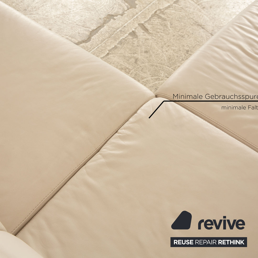 Ewald Schillig Courage Leder Ecksofa Creme Grau Sofa Couch manuelle Funktion