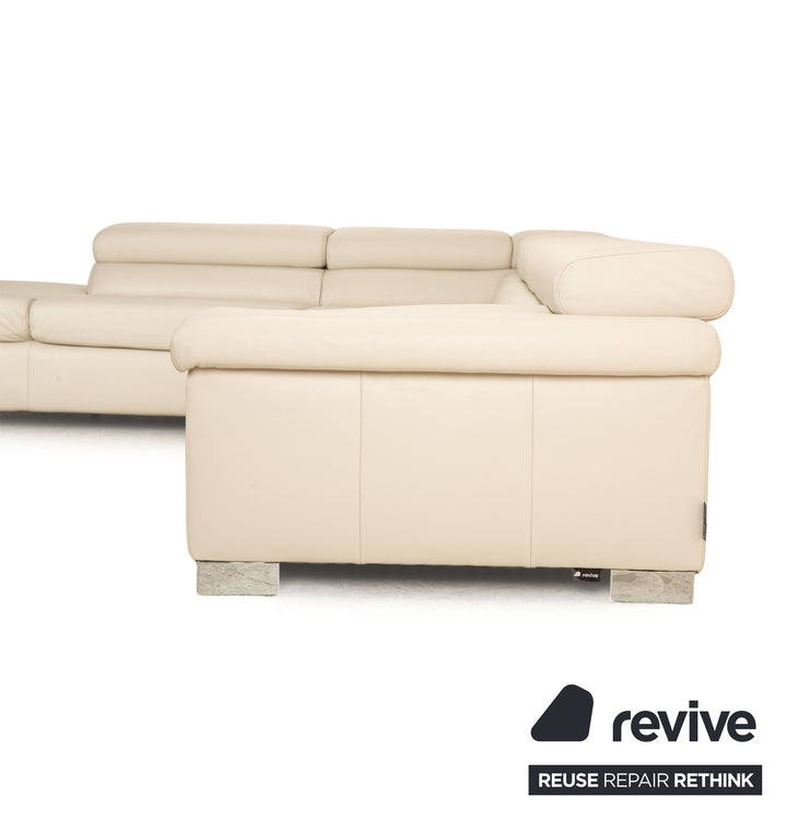 Ewald Schillig Courage Leder Ecksofa Creme Grau Sofa Couch manuelle Funktion