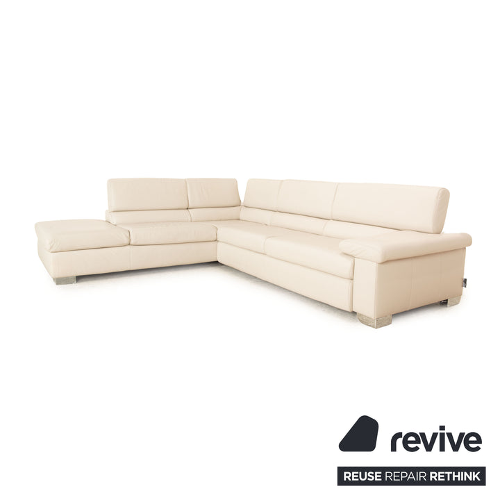 Ewald Schillig Courage Leder Ecksofa Creme Grau Sofa Couch manuelle Funktion