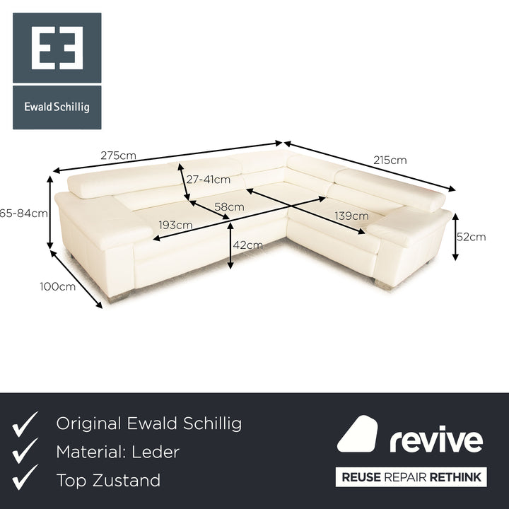 Ewald Schillig Courage Leder Ecksofa Creme manuelle Funktion Sofa Couch