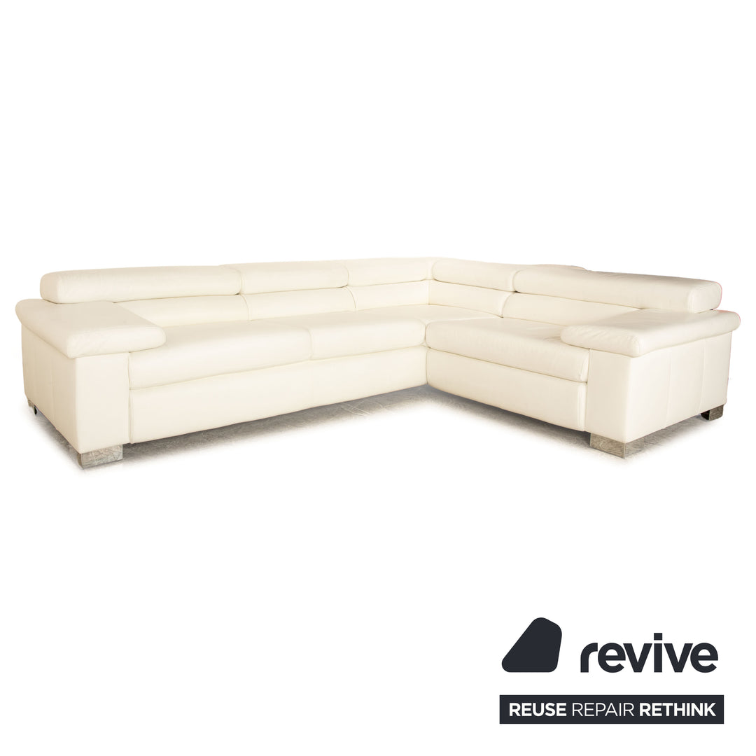 Ewald Schillig Courage Leder Ecksofa Creme manuelle Funktion Sofa Couch