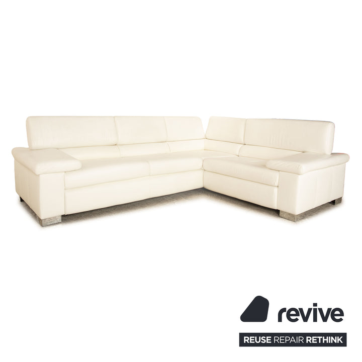 Ewald Schillig Courage Leder Ecksofa Creme manuelle Funktion Sofa Couch