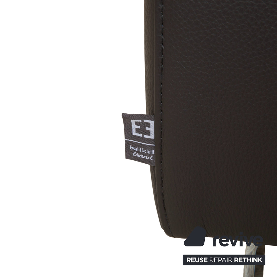 Ewald Schillig Courage Canapé d'angle en cuir chrome Gris Anthracite fonction manuelle