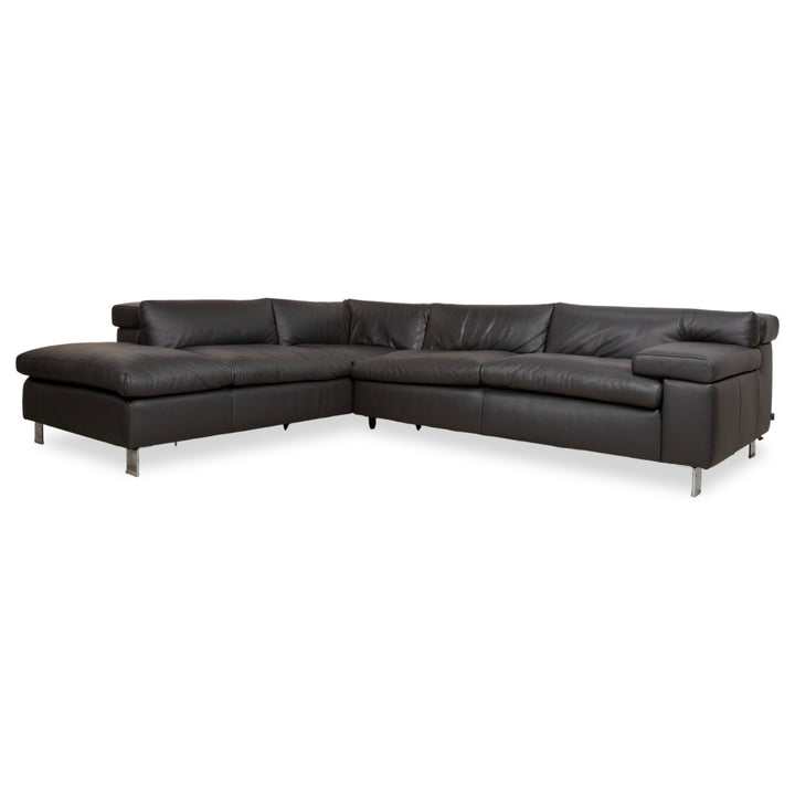 Ewald Schillig Courage Canapé d'angle en cuir chrome Gris Anthracite fonction manuelle