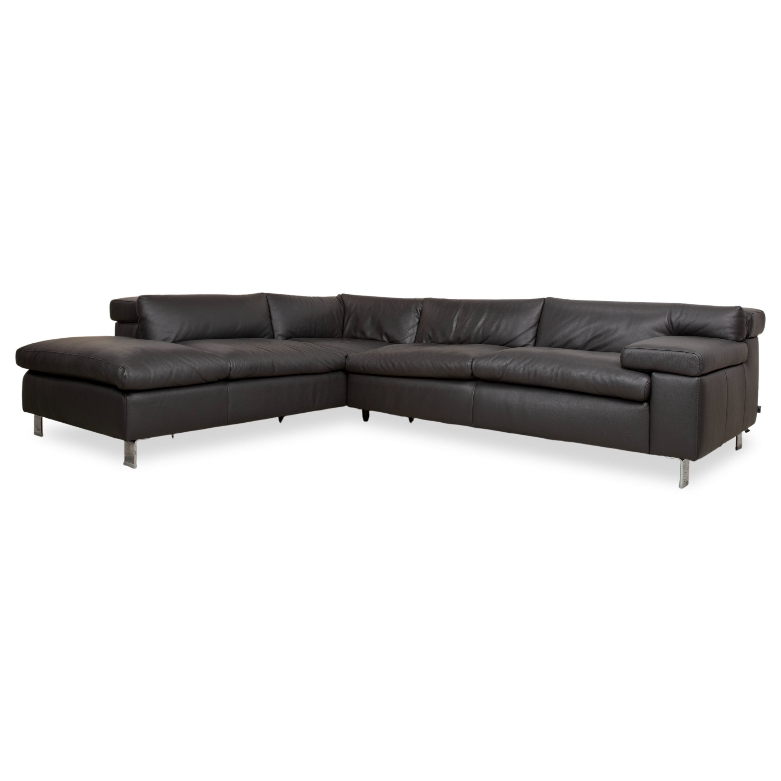 Ewald Schillig Courage Leder Chrom Ecksofa Grau Anthrazit manuelle Funktion