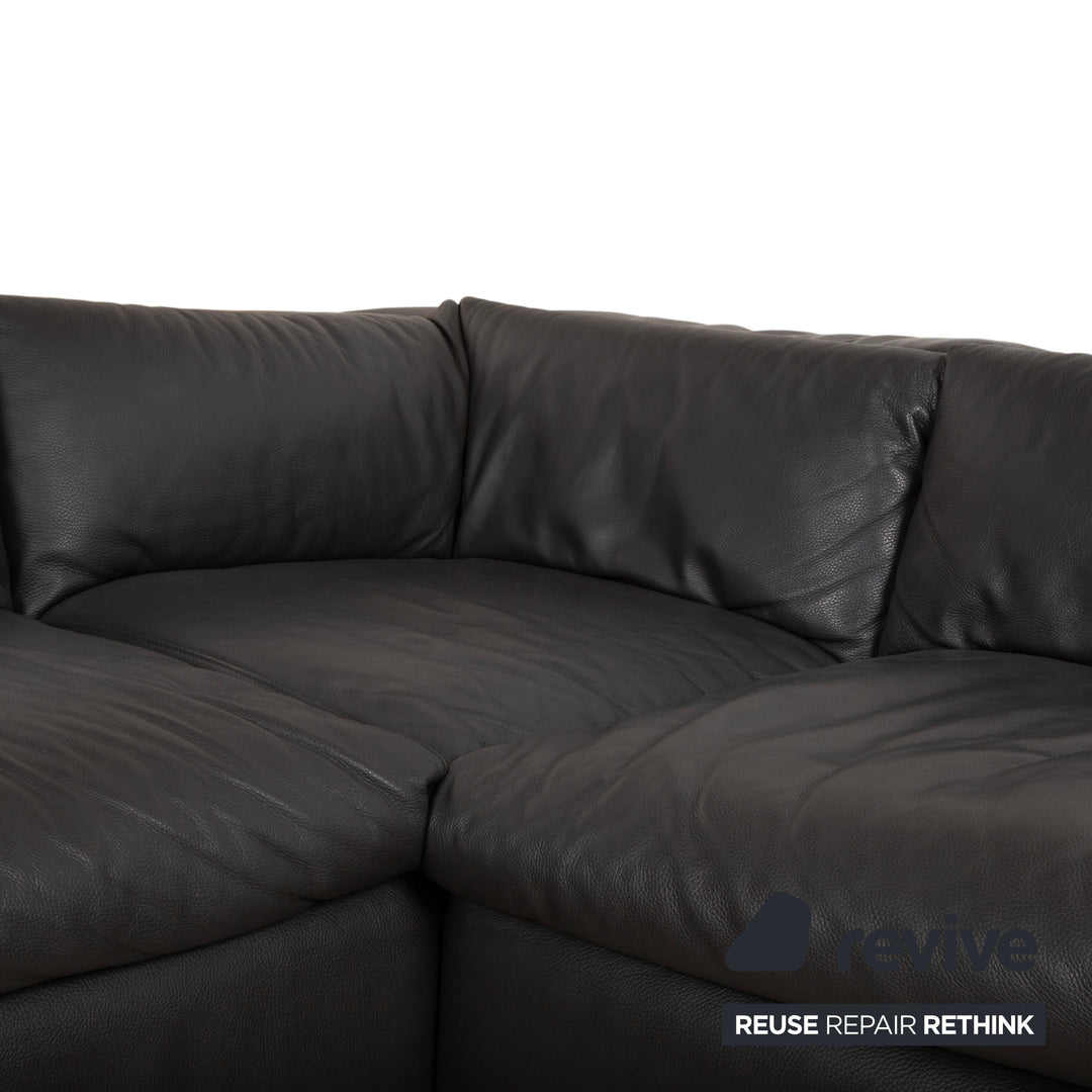 Ewald Schillig Courage Canapé d'angle en cuir chrome Gris Anthracite fonction manuelle