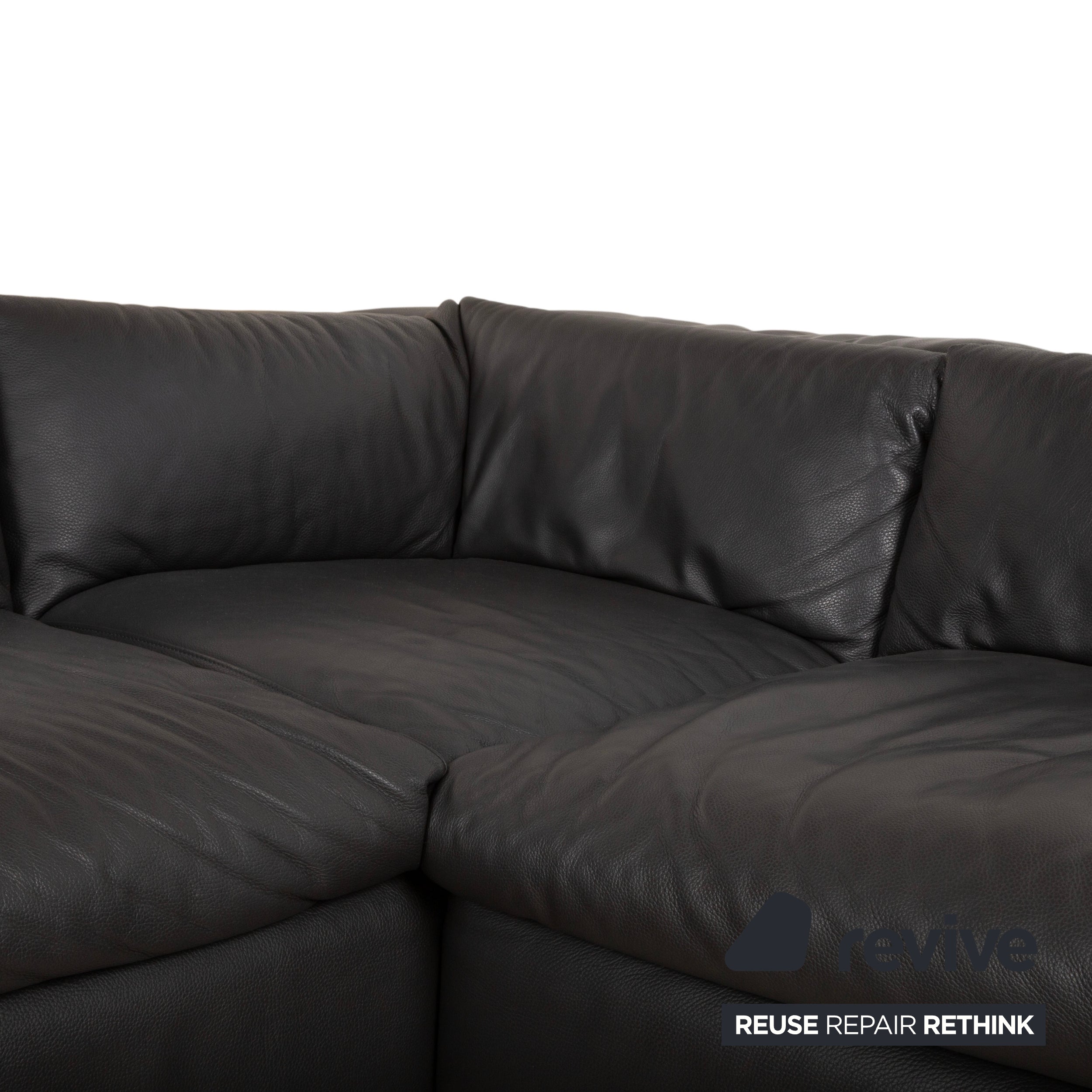 Ewald Schillig Courage Leder Chrom Ecksofa Grau Anthrazit manuelle Funktion