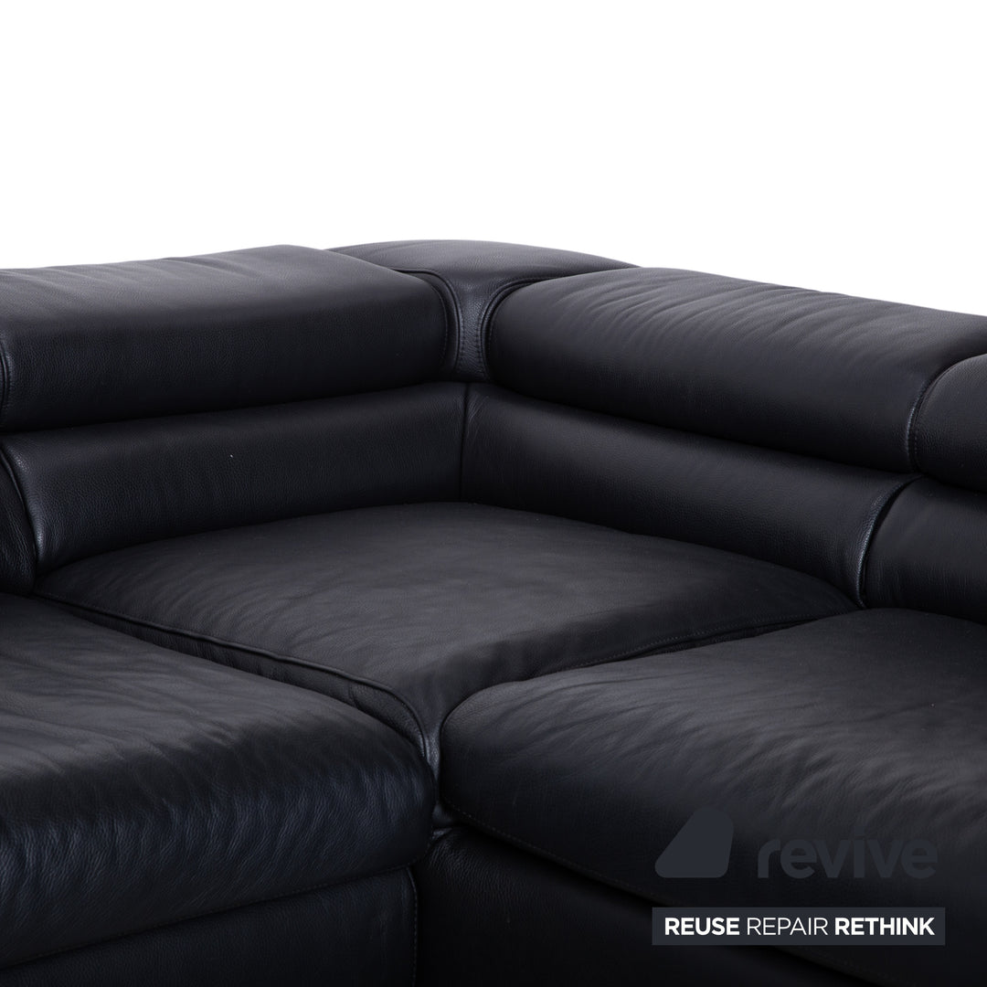 Ewald Schillig Courage Leder Ecksofa Schwarz manuelle Funktion Sofa Couch