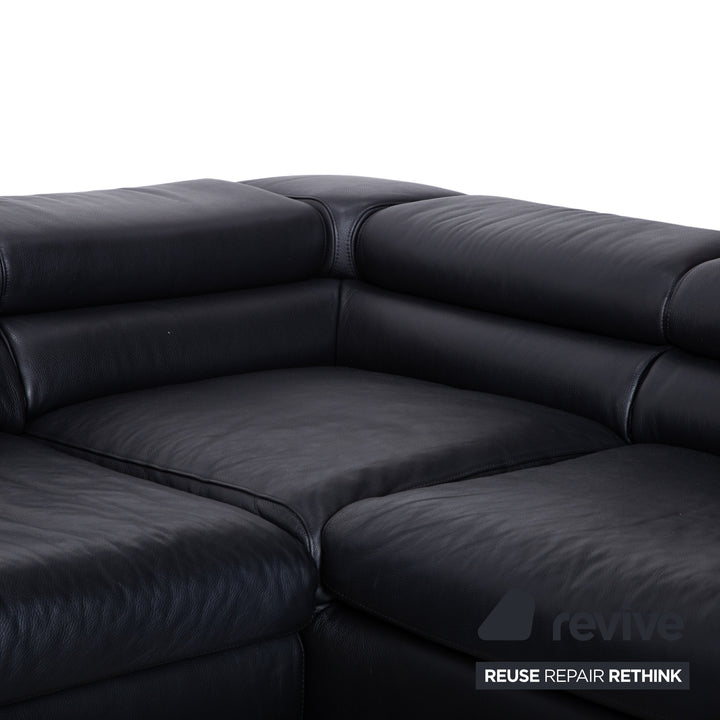 Ewald Schillig Courage Leder Ecksofa Schwarz manuelle Funktion Sofa Couch