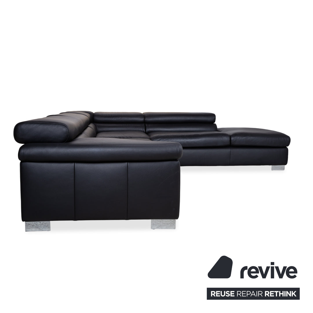 Ewald Schillig Courage Leder Ecksofa Schwarz manuelle Funktion Sofa Couch