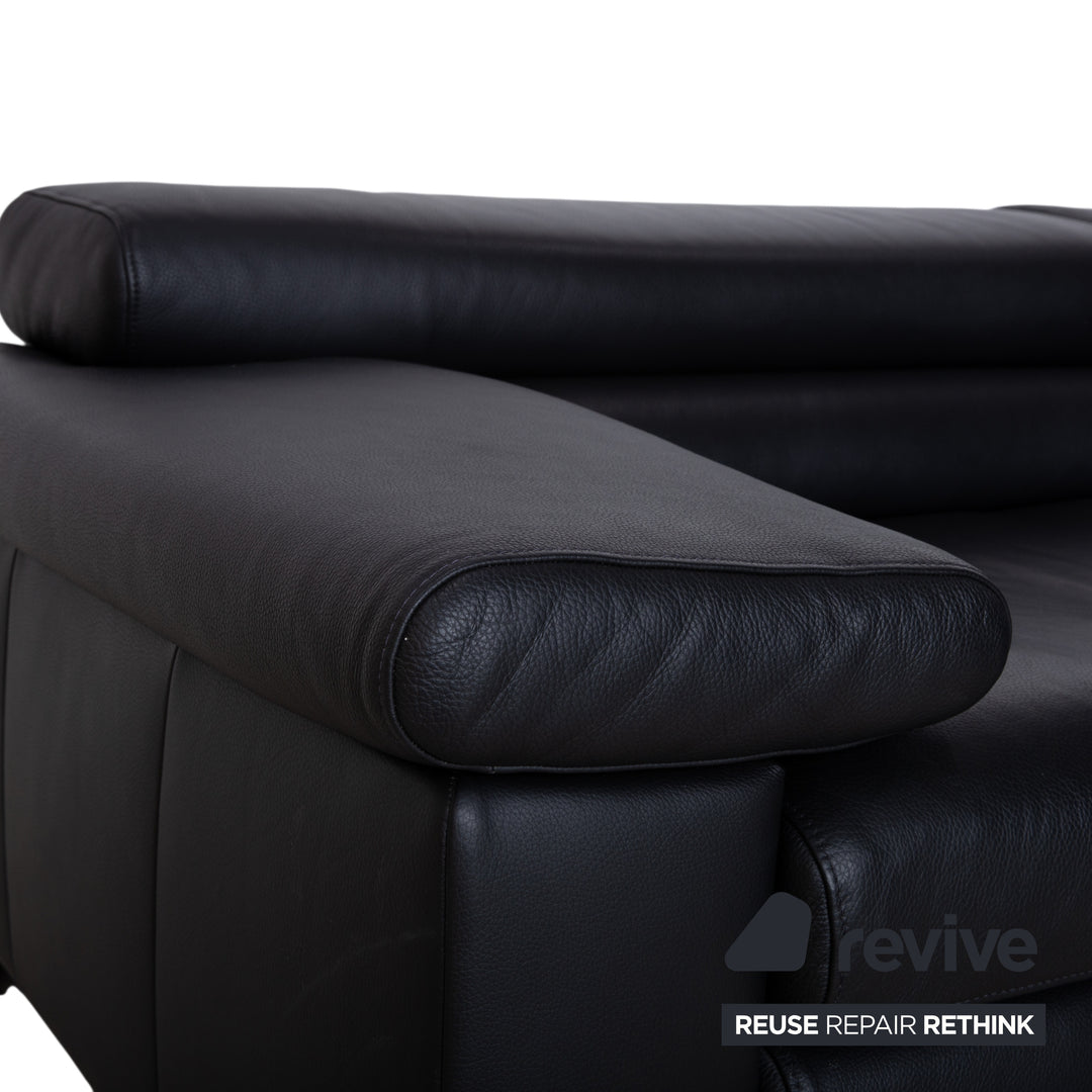 Ewald Schillig Courage Leder Ecksofa Schwarz manuelle Funktion Sofa Couch