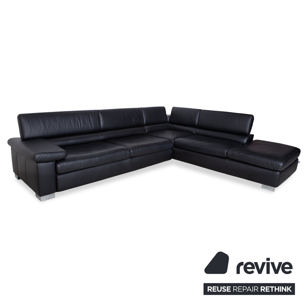 Ewald Schillig Courage Leder Ecksofa Schwarz manuelle Funktion Sofa Couch