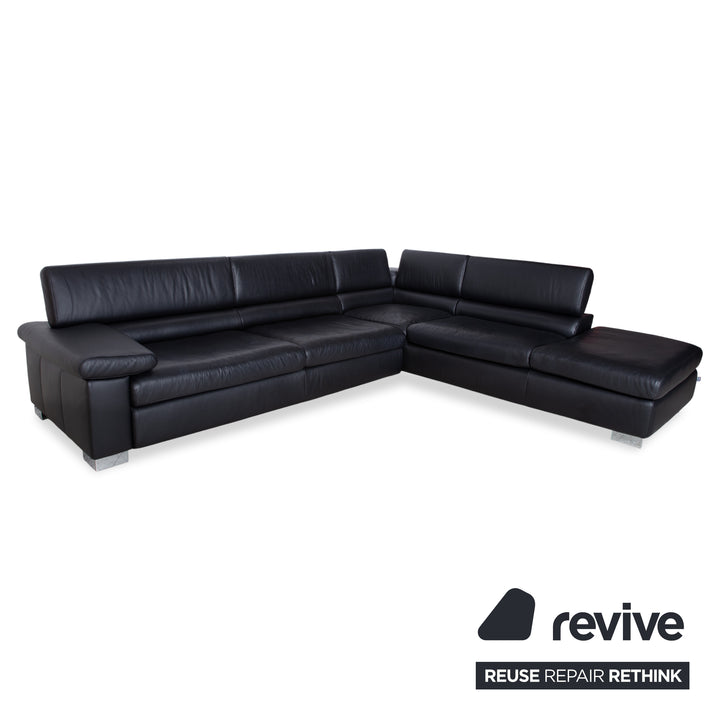 Ewald Schillig Courage Leder Ecksofa Schwarz manuelle Funktion Sofa Couch