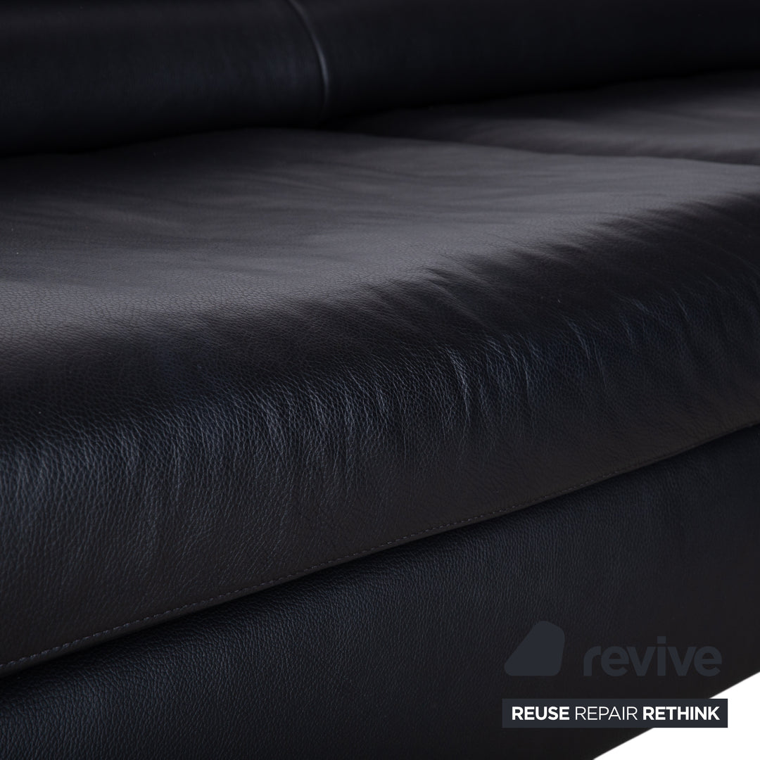 Ewald Schillig Courage Leder Ecksofa Schwarz manuelle Funktion Sofa Couch