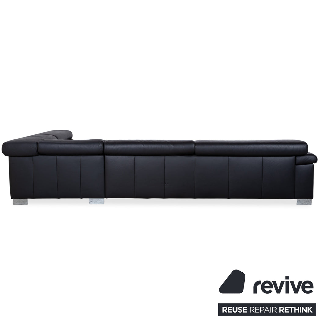 Ewald Schillig Courage Leder Ecksofa Schwarz manuelle Funktion Sofa Couch
