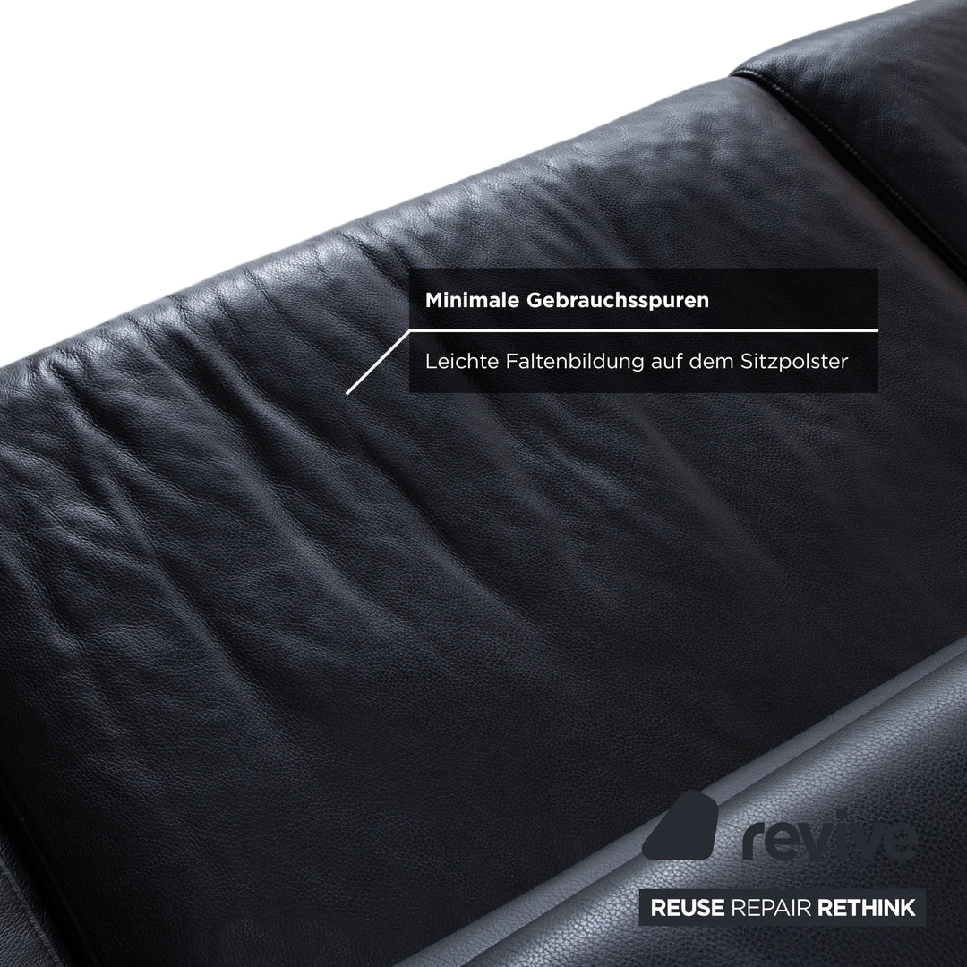 Ewald Schillig Courage Leder Ecksofa Schwarz manuelle Funktion Sofa Couch
