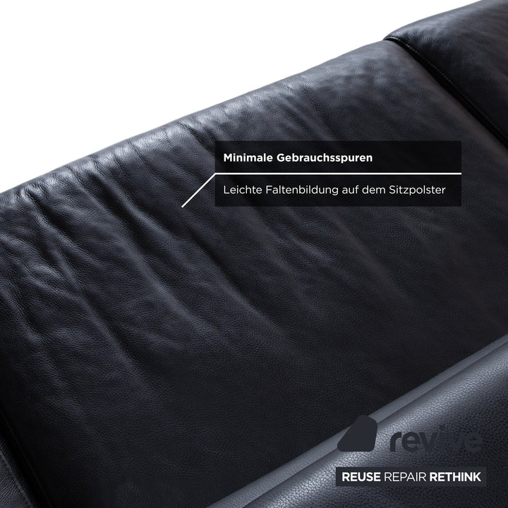 Ewald Schillig Courage Leder Ecksofa Schwarz manuelle Funktion Sofa Couch