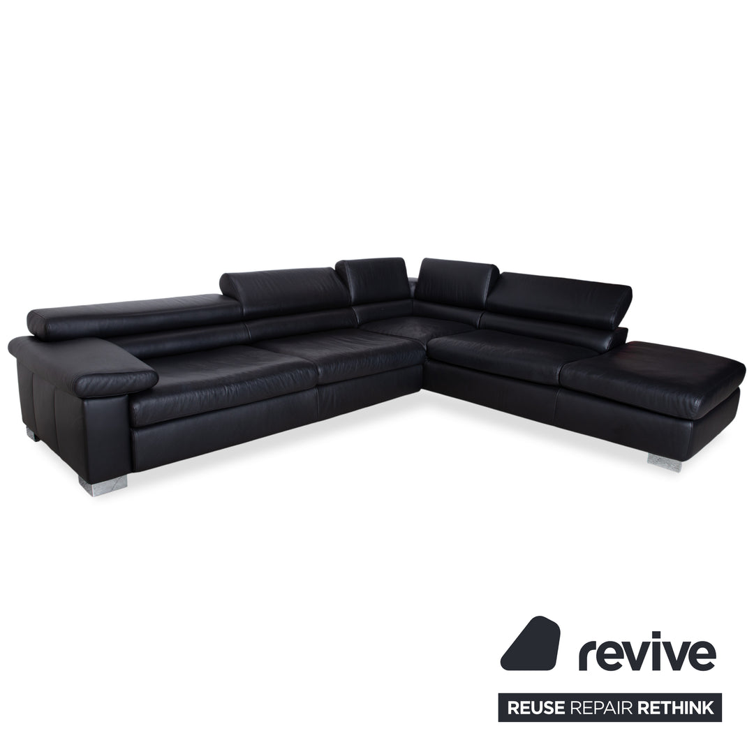 Ewald Schillig Courage Leder Ecksofa Schwarz manuelle Funktion Sofa Couch