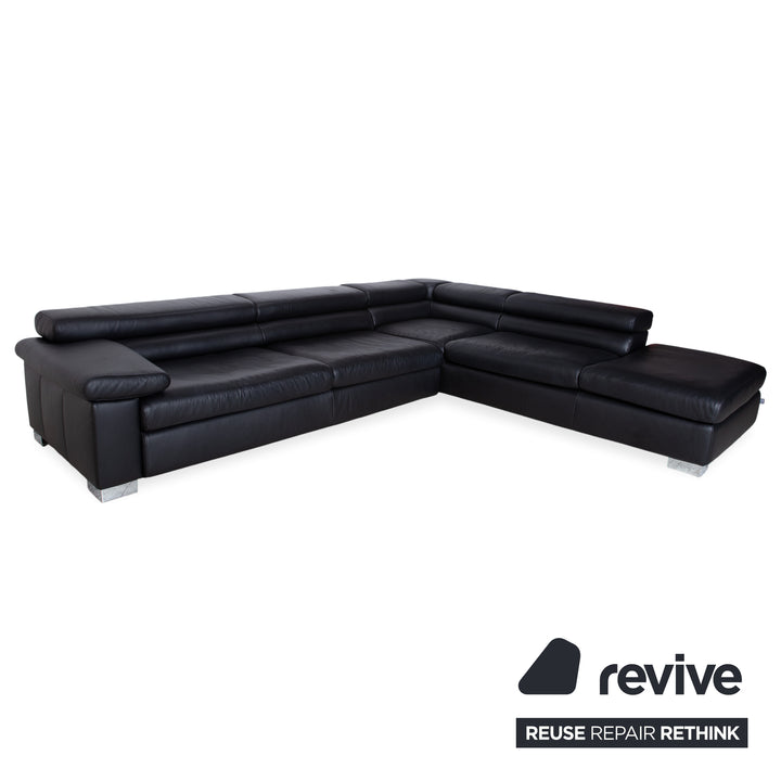 Ewald Schillig Courage Leder Ecksofa Schwarz manuelle Funktion Sofa Couch