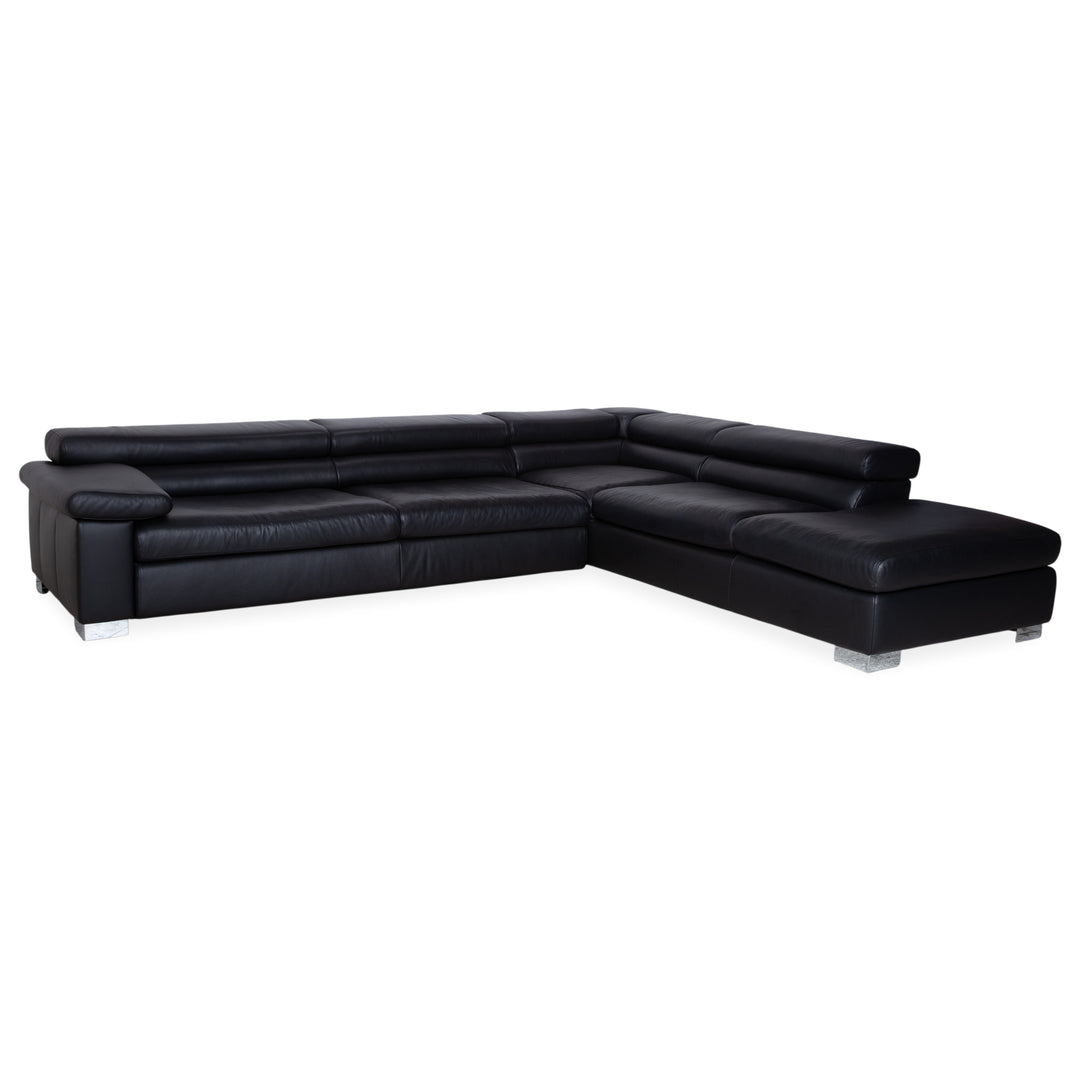 Ewald Schillig Courage Leder Ecksofa Schwarz manuelle Funktion Sofa Couch