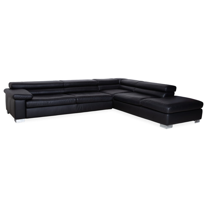 Ewald Schillig Courage Leder Ecksofa Schwarz manuelle Funktion Sofa Couch