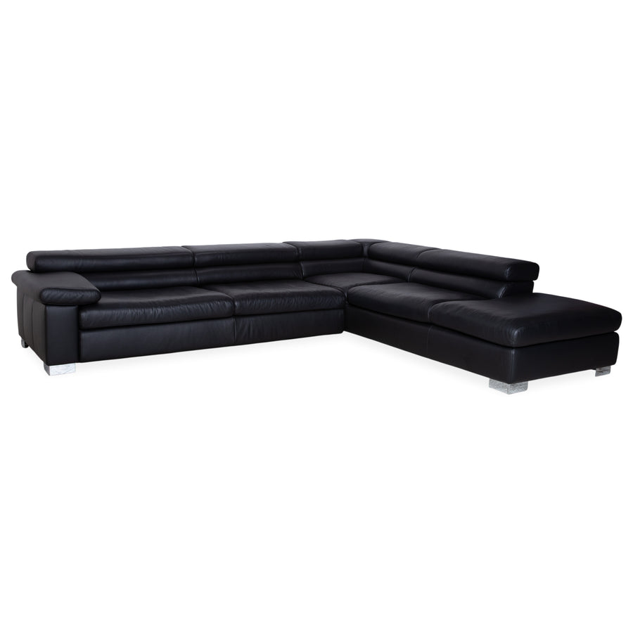 Ewald Schillig Courage Leder Ecksofa Schwarz manuelle Funktion Sofa Couch