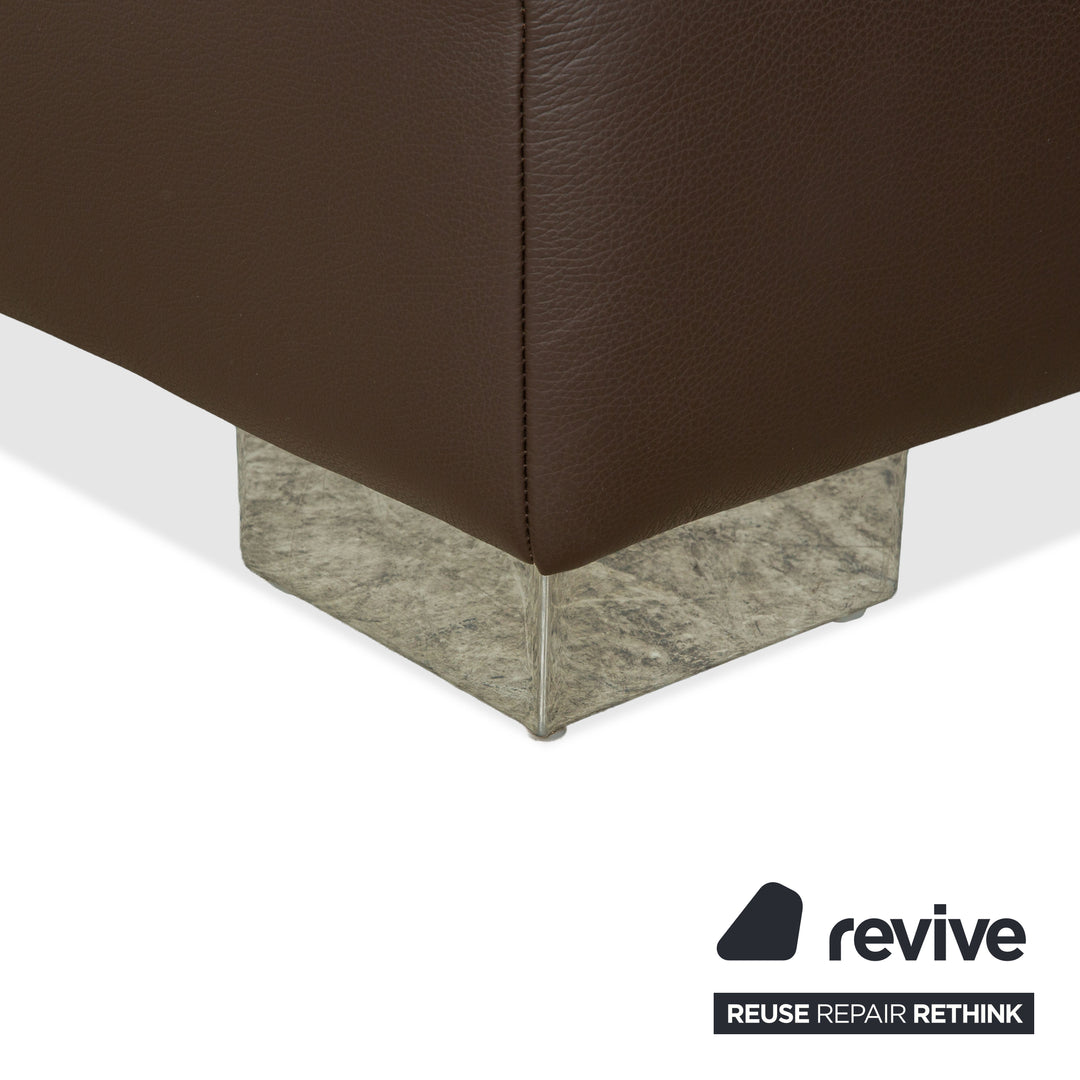 Ewald Schillig Courage Leder Garnitur Ecksofa & Hocker Braun manuelle Funktion Sofa Couch