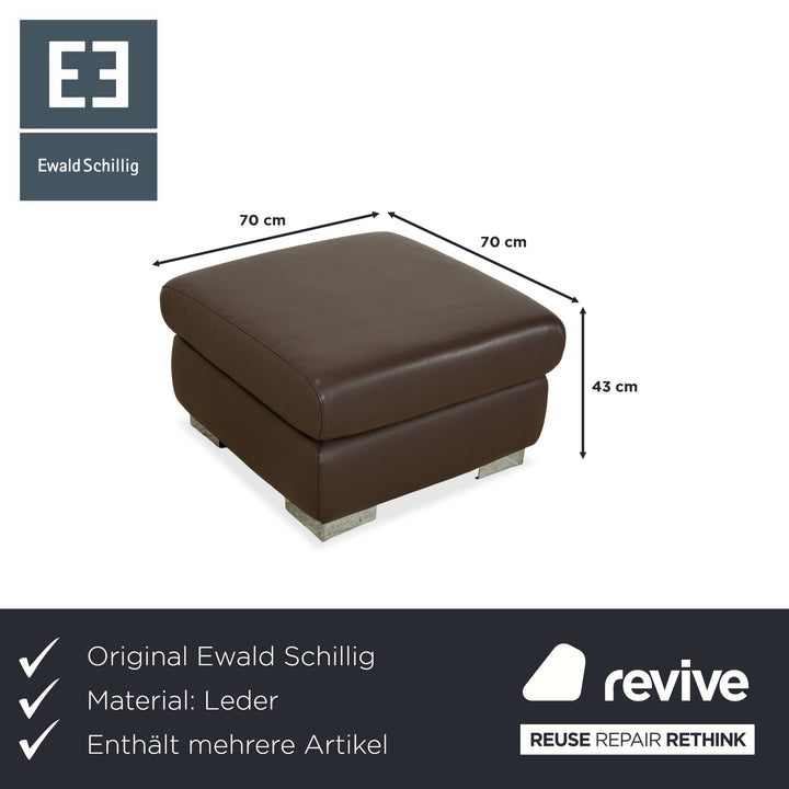 Ewald Schillig Courage Leder Garnitur Ecksofa & Hocker Braun manuelle Funktion Sofa Couch