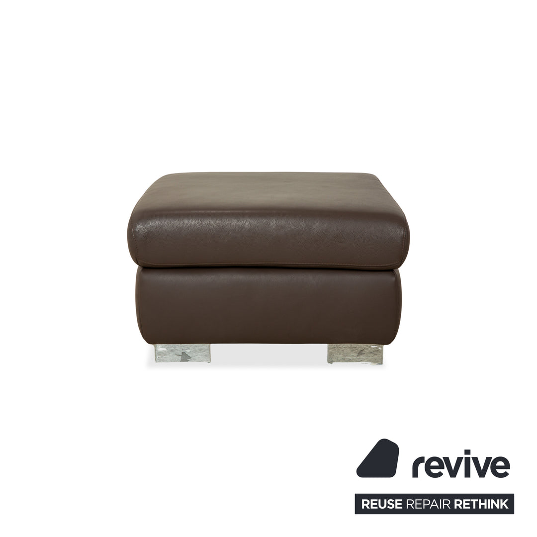 Ewald Schillig Courage Leather Suite Corner Sofa &amp; Ottoman Brown Manual Function Sofa Couch